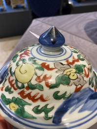 A Chinese wucai 'dragon' vase and cover, Transitional period