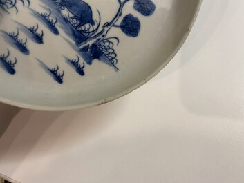 Two Chinese 'Bleu de Hue' plates for the Vietnamese market, Ngoan Ngoc and Tran Ngoc marks, 19th C.