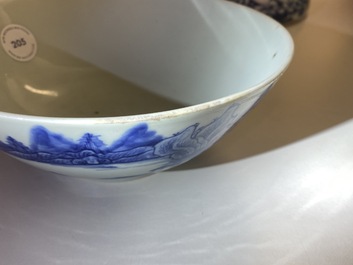 A Chinese 'Bleu de Hue' bowl for the Vietnamese market, dated 1828