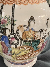A Chinese famille rose 'deer carriage' vase, 19th C.
