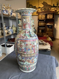 A Chinese famille rose vase with narrative design, 19th C.