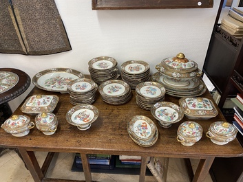 An extensive Chinese Canton famille rose dinner service, 19th C.