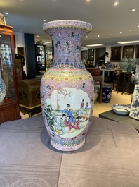 A large Chinese famille rose vase with ladies in a garden, Republic
