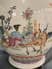 A Chinese famille rose 'deer carriage' vase, 19th C.