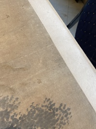 Luo Qing (1821-1899): quatre rouleaux figurant des personnages dans des paysages, encre et couleurs sur papier