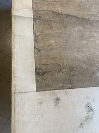 Luo Qing (1821-1899): quatre rouleaux figurant des personnages dans des paysages, encre et couleurs sur papier