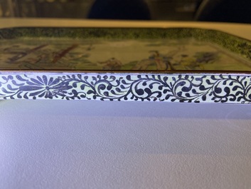 A Chinese rectangular Canton enamel tray, Qianlong