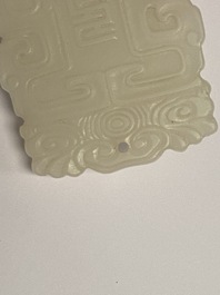 A Chinese white jade pendant, Qing
