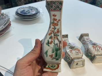 Three Chinese famille verte wall vases, Kangxi