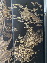 A Chinese eight-panel coromandel lacquer screen, 18/19th C.