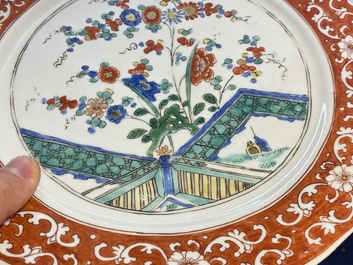 Three Chinese famille verte dishes and a bowl, Kangxi