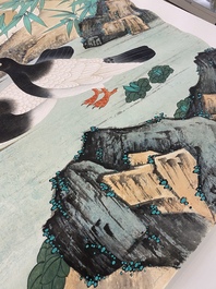 Sun Yunsheng (1918-2000): &lsquo;Pigeons de paix&rsquo;, encre et couleurs sur papier