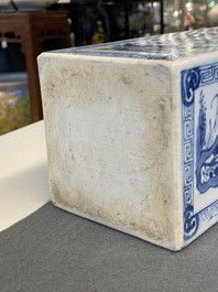 A Chinese blue and white square bottle, Kangxi