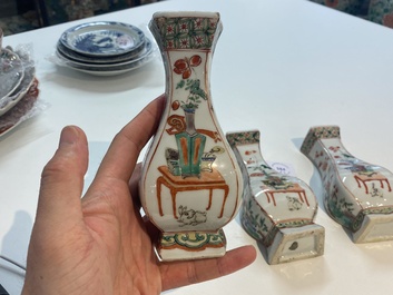 Three Chinese famille verte wall vases, Kangxi