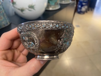 Une tasse et soucoupe en argent partiellement &eacute;maill&eacute;, Arm&eacute;nie, 18&egrave;me