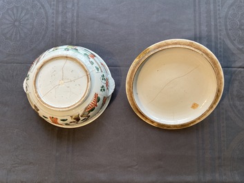 Three Chinese famille verte bowls, Transitional period and Kangxi
