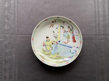 A Chinese famille rose plate with narrative design, Qianlong
