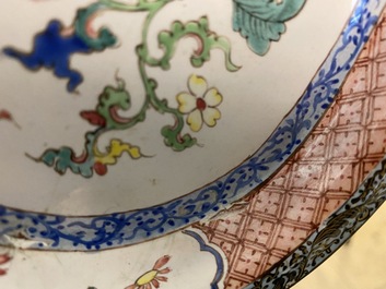 A three-lobed Chinese Canton enamel dish, Qianlong