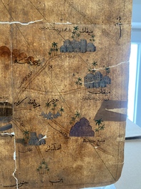 Ottomaanse school: 'Een kaart met centraal de Ka&auml;ba te Mekka', inkt en kleur op papier, 19e eeuw