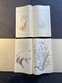 Een doos met twee albums met 200 houtsnedes naar o.a. Qi Baishi, Zhang Daqian, Pu Ru and Ma Jin, Rong Bao Zhai studio, Beijing, 1935