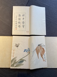 A box with two albums containing 200 woodblocks, a.o. after Qi Baishi, Zhang Daqian, Pu Ru and Ma Jin, Rong Bao Zhai studio, Beijing, 1935