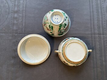 Three Chinese famille verte bowls, Transitional period and Kangxi