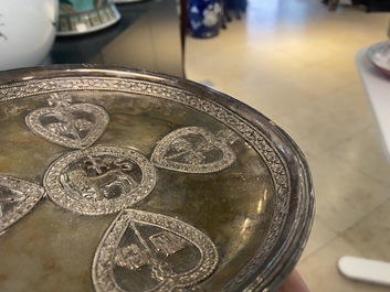 An Armenian enamelled silver cup and saucer, 18th C.