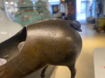 A Chinese bronze deer-shaped censer, Kangxi