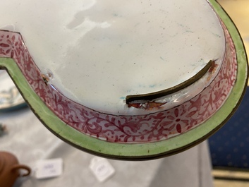 A three-lobed Chinese Canton enamel dish, Qianlong