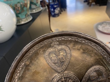 An Armenian enamelled silver cup and saucer, 18th C.