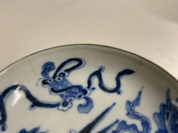 Quatre pi&egrave;ces en porcelaine de Chine 'Bleu de Hue' pour le Vietnam, 19&egrave;me