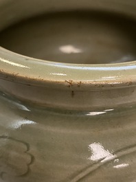 A Chinese Yaozhou celadon tripod censer, Song or later