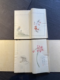 A box with two albums containing 200 woodblocks, a.o. after Qi Baishi, Zhang Daqian, Pu Ru and Ma Jin, Rong Bao Zhai studio, Beijing, 1935