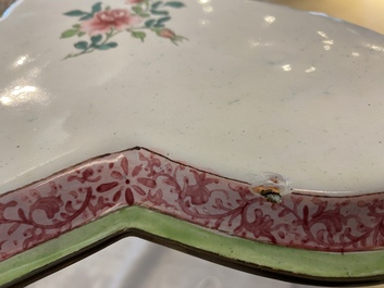 A three-lobed Chinese Canton enamel dish, Qianlong