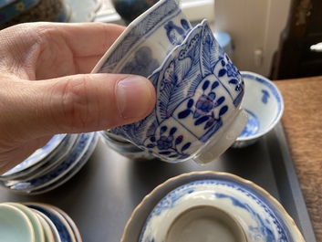 A varied collection of Chinese cups and saucers, 18/19th C.