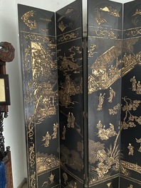 A Chinese eight-panel coromandel lacquer screen, 18/19th C.