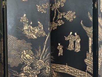 A Chinese eight-panel coromandel lacquer screen, 18/19th C.