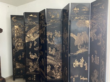 A Chinese eight-panel coromandel lacquer screen, 18/19th C.