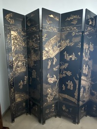 A Chinese eight-panel coromandel lacquer screen, 18/19th C.