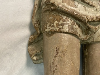 Une grande figure de Christ en bois sculpt&eacute; et polychrom&eacute;, Flandres, 1er quart du 16&egrave;me