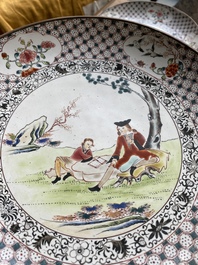 A pair of Chinese Canton enamel 'foreigner' plates, Qianlong