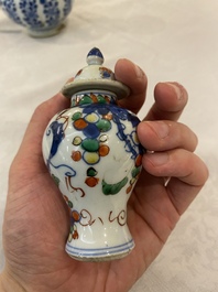 Four Chinese blue and white, famille rose and famille verte vases, Kangxi/Yongzheng