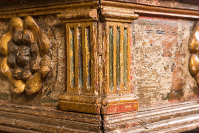 A polychrome wooden coffer with domed top, Italy, 2nd half 16th C.