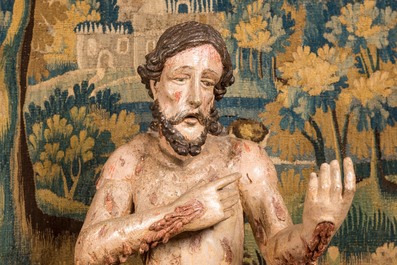 Christ de la Flagellation, bois sculpt&eacute; et polychrom&eacute;, Espagne ou Italie du sud, 2&egrave;me moiti&eacute; du 16&egrave;me