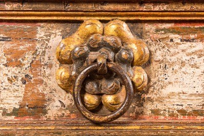 A polychrome wooden coffer with domed top, Italy, 2nd half 16th C.