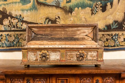 A polychrome wooden coffer with domed top, Italy, 2nd half 16th C.