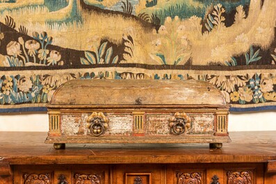 A polychrome wooden coffer with domed top, Italy, 2nd half 16th C.