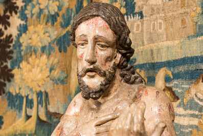 Christ de la Flagellation, bois sculpt&eacute; et polychrom&eacute;, Espagne ou Italie du sud, 2&egrave;me moiti&eacute; du 16&egrave;me
