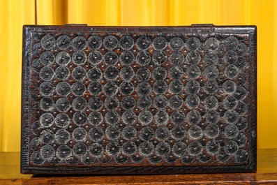 A Gothic oak armorial box, 15th C.