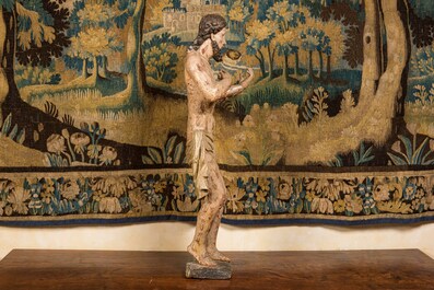 A sculpture of the scourged Christ, carved and polychromed wood, Spain or Southern Italy, 2nd half 16th C.